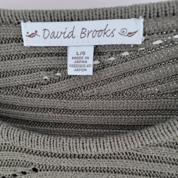 David Brooks Made in Japan Olive Textured Cotton Knit Sweater L Large - Picture 4 of 9